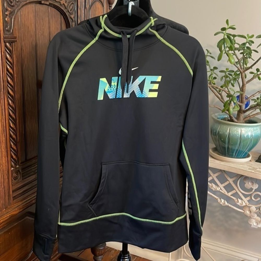 Nike Lacrosse‎ thermal fit Hoodie Unisex Sz. L Black Small Swish